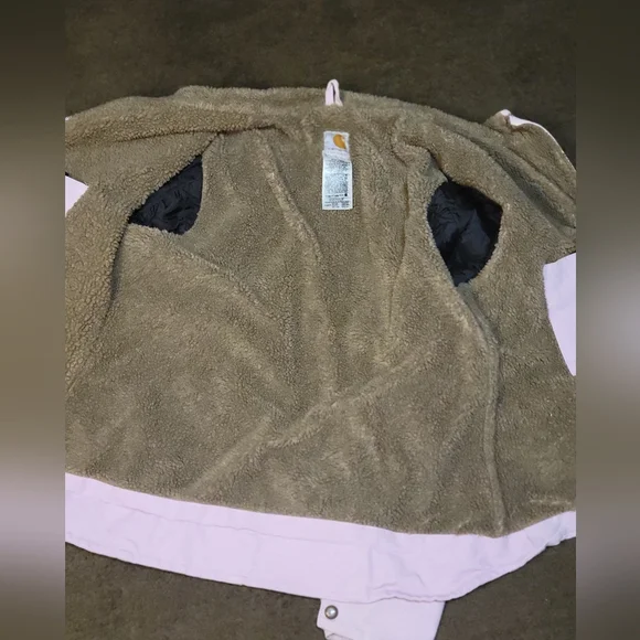 Vintage Carhartt Women's Heavy Pink Brown Fur Lined Jacket SZ. Lg Regular - Picture 9 of 11